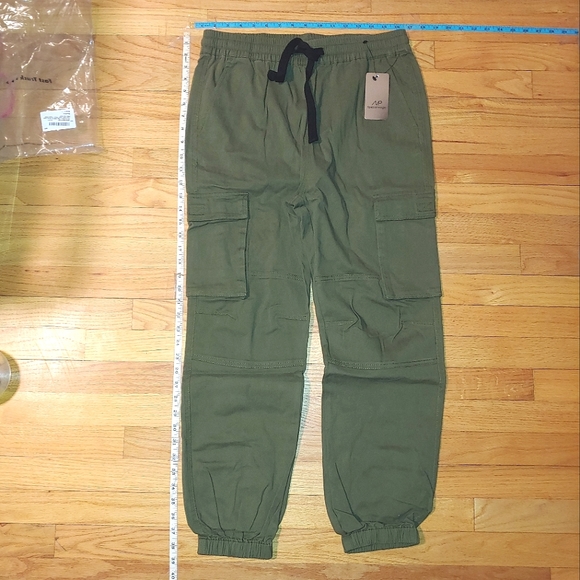 Green Army Cargo Pants Joggers Elastic Drawstring Extra Pockets WOMEN'S LARGE - Picture 2 of 10